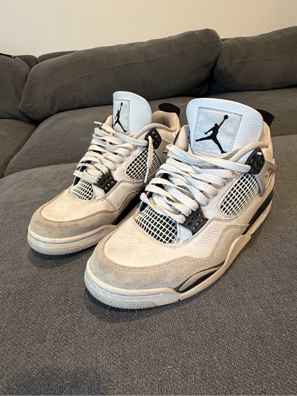 Jordan 4 Retro Military Black - Men's White and Black Sneakers